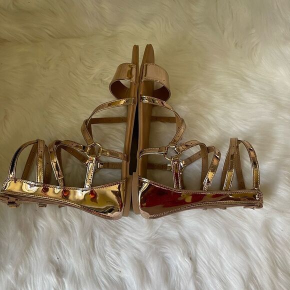 New Qupid Hazy-35 shiny Rose gold gladiator sandals back zipper size 9 - Picture 6 of 10